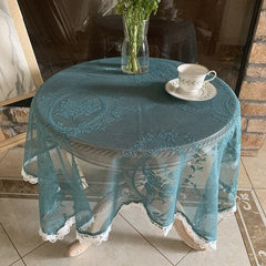 Retro Green Lace Table Cloth Rectangular European Tablecloth for Party Hotel Wedding 2 Layer Table Covers Dinning Room Decor