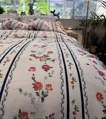 YICKYUE  -  Romantic sweet flower red bedding set 1.2 1.5 1.8 2.0,twin full queen king cotton home textile bed sheet pillow case quilt cover