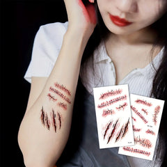 YICKYUE  -  Disposable Tattoo Stickers Halloween Tattoo Stickers Scars Funny Terrifying Realistic Scar Simulation Stickers