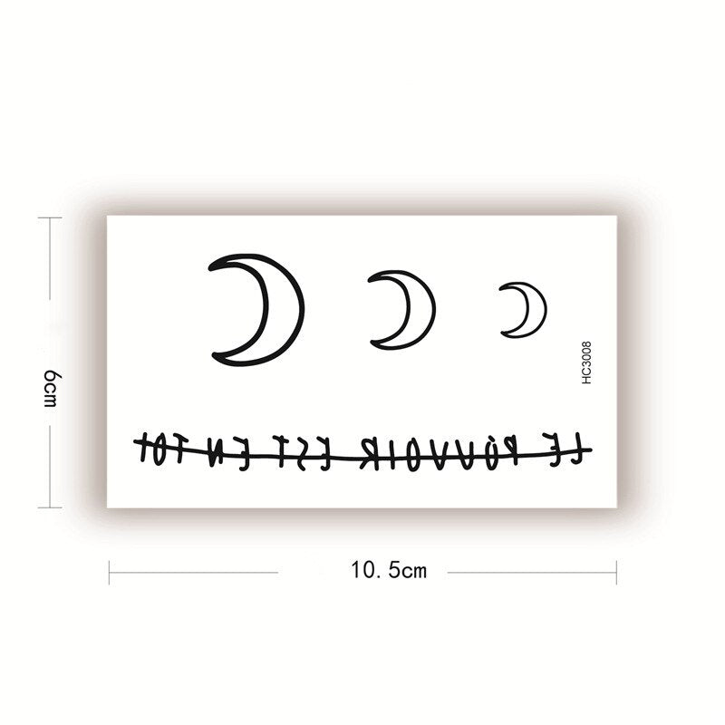 English Letter Moon Tattoo Stickers Chest Arm Leg Personality Waterproof Temporary Tattoo Men And Women Fake Tattoo