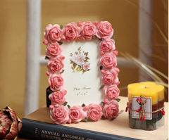 YICKYUE  -  Pink Rose Blossoms Series Photo Frame for Home De, Cute Garden Rose, Beauty, Creative, Wedding, Birthday Gift, , FMXX