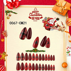 24Pcs/Box  Full Coverage Fake Nails for Christmas Handmade Seamless Removable Fake Nails Cute Kawaii Ballerina Press on Nail Set