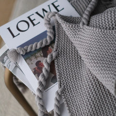 Yickyue Hand Knitted Blanket Throw Frignes Warm Soft Green White Gray Pink Weighted Blanket With Tassel For Bed Fleece Plaid Throws