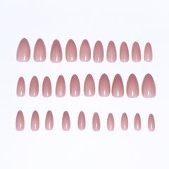 YICKYUE  -  24pcs Pink Almond False Nails Sweet Summer Press On Nail Full Cover Wearable Ins Simple Nude Pink Artificial Nails Manicure Set