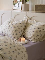 Ele Floral Cotton Bedding Set 00% Pure Combed Cotton 4-Piece Bedding Set for Students Dormi 3-Piece Duvet Cover Bedding