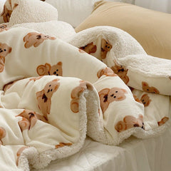 Yickyue Peach + Orange + Teddy Fleece Blankets