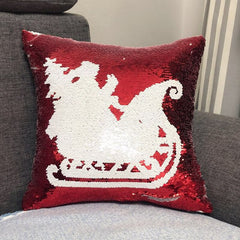 Magical Shining Christmas Deer Snowflake Cushion Cover with Sequins Throw Pillow Case Cover for Seat Car 40x40cm Christmas Gift