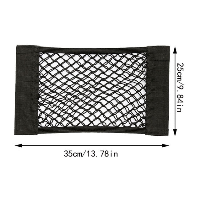 Car Back Rear Trunk Seat Storage Bag Auto Accessories Organizer Double-deck Elastic String Net Magic Sticker Pocket Bag Mesh