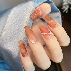 Matte False Nails With Glue Designed 24Pcs Full Cover Nail Tips  Personality Beautiful Artificial Press On Nails Free Shipping