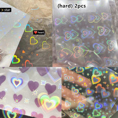2 Sheets Dynamic Heart 3D Nail Stickers Holographic Adhesive Sliders Gradient Nail Art Accessories DIY Flashing Heart Decals