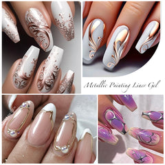 YICKYUE  -  5ml Silver Gold Metallic Liner Gel Super Bright Mirror Effect Painting Drawing Line French Gel Nail Art Varnish