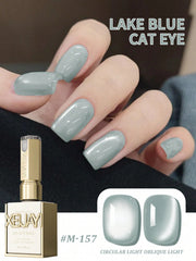 YICKYUE  -  1PC lake blue cat Eye gel nail polish, UV LED curing, long-acting fast drying nail art gel