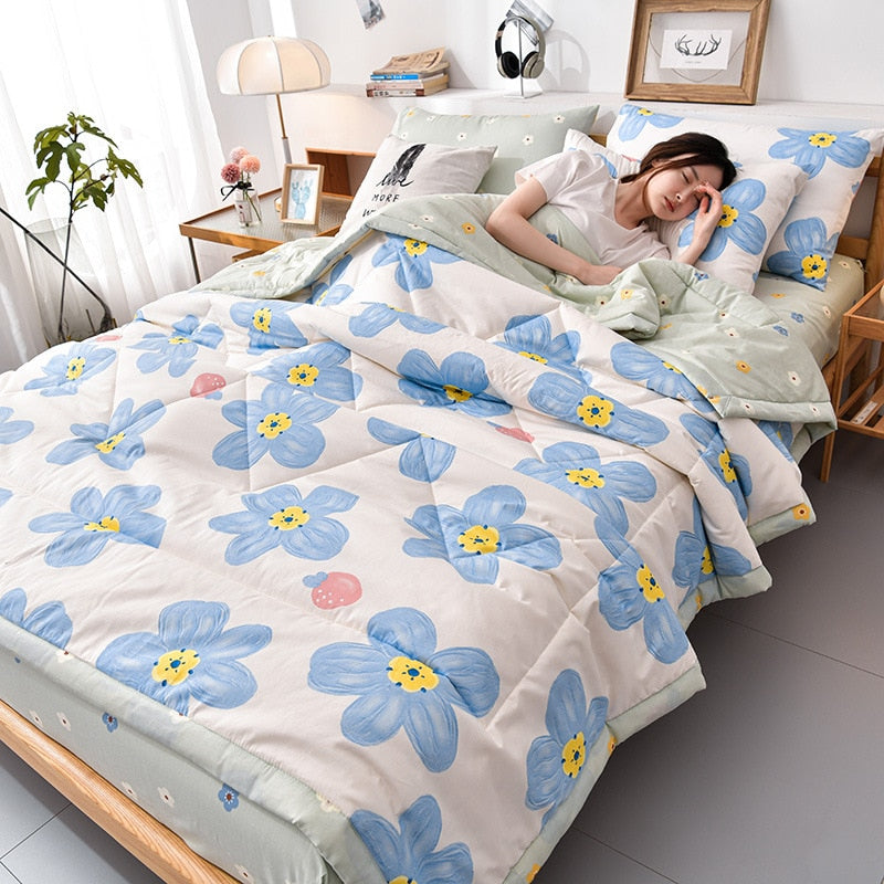 PEIDUO Simple Modern Air Condition Thin Blanket Summer Quilt Cotton Fluffy Plaid Blanket On The Bed Comfortable Comforter