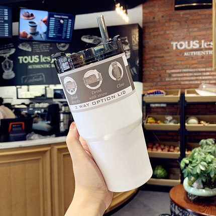 20oz/30oz Creative Vacuum Thermos Bottle With Straw Portable Large Capacity Stainless Steel Tumbler Travel Car Coffee Mugs