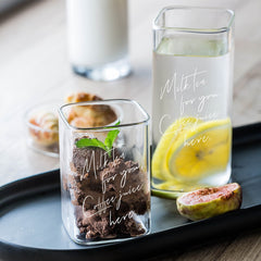 MDZF SWEETHOME Square English Alphabet Glass Cup Milk Tea Juice Whiskey Glass Beer Cold Drink Cup Bar Supplies Drinkware Tool