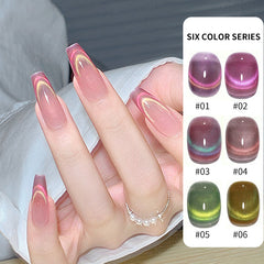 YICKYUE  -  Dopamine Double Light Cat Eye Nail Polish Fashion Crystal Cat Eye Nail Polish Gel Magnetic Sparkle UV Varnish Gel Manicure Tool