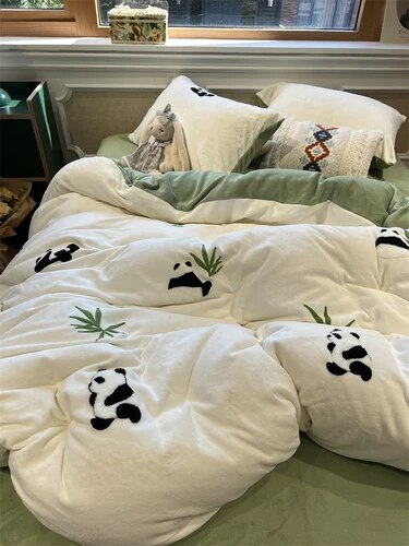 Yickyue Kids Luxury Sheet Sets Animals Embroidery Cute Romantic Bed Cover Kawaii Cartoon Flower Neutral Jogo De Cama Kids Bedding Set