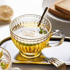 MDZF SWEETHOME 400ml Vintage Palace Glass Teacup Handle Phnom Penh Coffee Mug Drinkware Whiskey Beer Cup Glassware