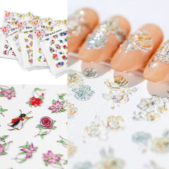 Butterfly 3D Acrylic Engraved Nail Sticker Lover Kiss Flower Nails DIY Nail Art Decor Gel Polish 5D Sticker Manicure Foils