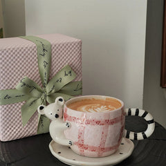 YICKYUE  -  Retro Hand-painted Underglaze Color Three-dimensional Coffee Cups Plates Latte Flower Cups Afternoon Tea Breakfast Cups