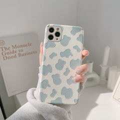 Leather Cow pattern ins jane phone case for iphone x xr 11 12 mini 13 pro max xsmax 8 7 plus cute cartoon back cover capa shell