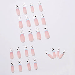 24pcs artificial nails with glue Milk pattern long ballet pearl wear manicure False nails nail extension forms