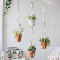 4 Pack Macrame Plant Hanger Indoor Outdoor Hanging Planter Bohemian Decor Basket Flower Pot Holder  Garden Home Decoration