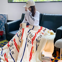 YICKYUE  -  Multifunctional Lambskin Blanket, Double-Sided Blanket, Thickened Warm Shawl, Ins Modern, Simple, Autumn and Winter