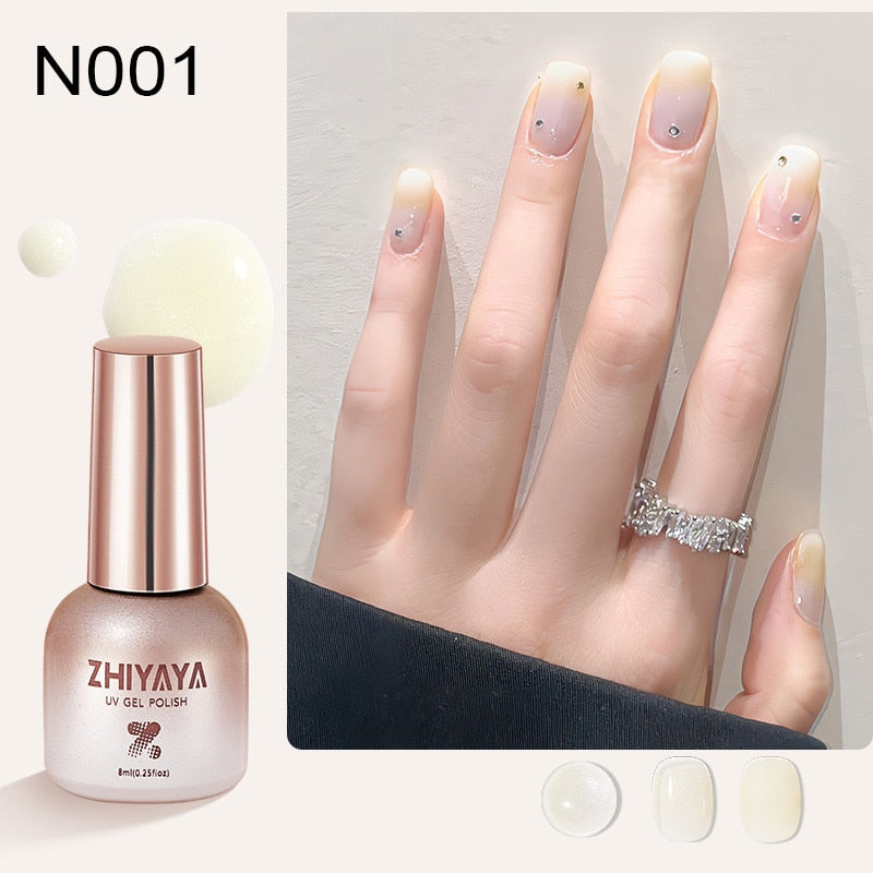 8ml Jelly Gel Nail Polish Transparent Nude Color Clear Blue Semi-permanent Gel Varnish Soak Off UV LED Gel Art Nail Varnish