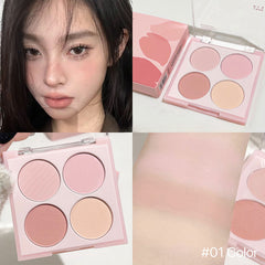 YICKYUE  -  4 Colors Blush Shadow Palette Peach Mineral Face Blusher Rouge Cream Contour Eyeshadow Cheek Tint Pigment Korean Cosmetics