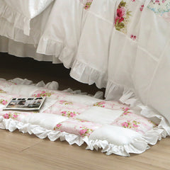 YICKYUE  -  Korean Bedroom Carpet Livingroom Rugs Pink Romantic Floral Cotton Hand-Stitched Cherry Tatami Mat Home Pastoral Soft Carpet