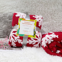 Yickyue Christmas Blanket Autumn Winter Thicked Lamb Cashmere Throw Blanket Soft Warm Sofa Car Bed Cover Snowflake Gift Blankets