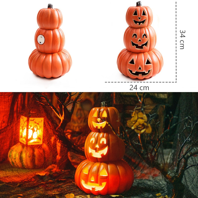 34cm New Halloween Pumpkin Led Lamp Creative Lantern Decoration Flashing Ghost Festival Glowing Shopping Park Indoor Garden Dec