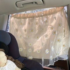 YICKYUE  -  [Multifunctional Sunscreen Car Shade] Car Sunshade, Hanging Suction Cup Lace Daisy, Multifunctional Sunscreen Heat Insulation, Car Double Blackout Curtains