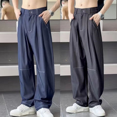 Hearujoy Advanced Hanging Thin Jeans Men Casual Loose Curved Knife Pants Summer Fashion High Street Comfortable Denim Trousers Streetwear