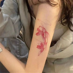 YICKYUE  -  4pc Sexy Butterfly Rose Tattoo Sticker Waterproof Collarbone English Pink Sweet Girl Art Fake Temporary Lasting Tattoo Tatuajes
