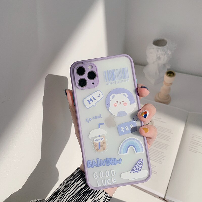 Cute cartoon 3D Relif bear phone case for iphone 11 Pro Max 7 8 plus XR X XS MAX case hard transparent cover fundas back soft