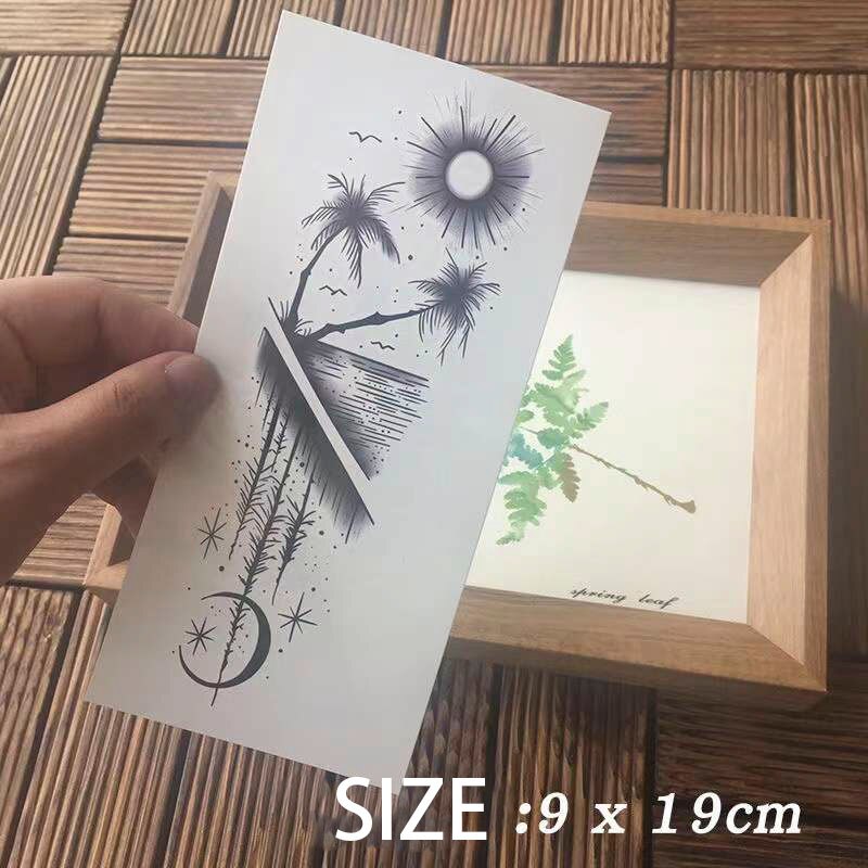 Waterproof Temporary Tattoo Sun Moon Body Art Fake Tattoo Flash Tatto Arm Leg Female Male