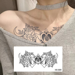 YICKYUE  -  Waterproof Long Lasting Temporary Tattoo Stickers Breast Chest Sexy Large Fake Tattoos Herbal Juice Ink Adult Body Art Painting
