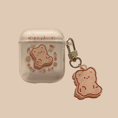 Pendant bear cartoon soft clear silicone earphone csae for apple airpods 3 wireless bluetooth charging box for airpod 1 2 pro