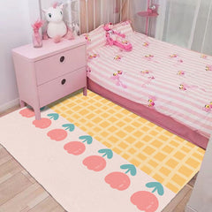 Yickyue Girl Bedroom Pink Carpet Living Room Cute Flower Print Rugs Bathroom Kitchen Porch Non-slip Anti-fouling Mat Study Balcony Rug