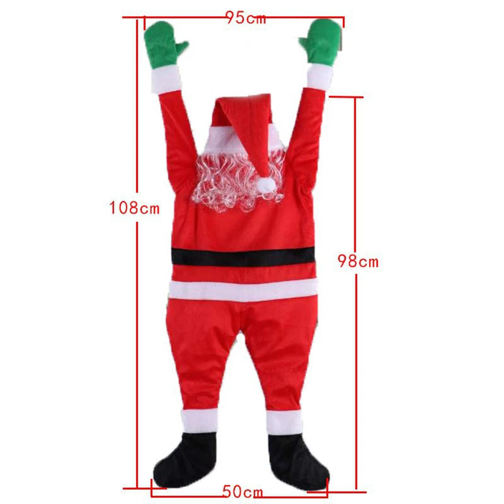 YICKYUE  -  1.7M Santa Claus Plush Suit Climbing Window Balcony Roof Chimney Hanging, 2024 Merry Christmas Gift Holiday Decoration Hanging