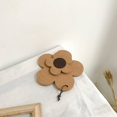 Simple Cork Flower Cup Mat Heat Insulation Mat Can Hang Anti Scalding and Anti Slip Kitchen Pot Mat Bowl Mat Plate Mat