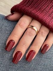 YICKYUE  -  24pcs/pack burgundy square nails, press on nails, beautiful nails, artificial fake nails, y2k girls, red nails for women girls