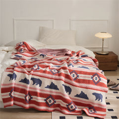 YICKYUE  -  Nordic-Style Half-side Velvet Blanket Geometric Bear Warm Nap Blanket Simple Knitted Sofa Blanket Bed End Blanket Home and Offic