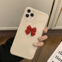 Ins 3D Bow Phone case For iphone Xr xs max x 11 12 mini pro max 7 8 plus silicone cover cute butterfly capa shell funda