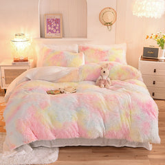 Super Warm Bed Plush Velvet Bedding Set 3/4 Pcs Winter Comfortable Fleece Duvet Cover Set Flat Sheet Pillowcase Bedclothes