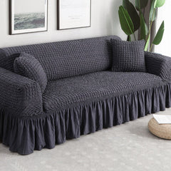 1/2/3/4 Seater Bubble Plaid With Skirt Dining Sofa Cover Elastic Sofa Slipcover Stretch Sofa Covers Universal Size Sofa Cover