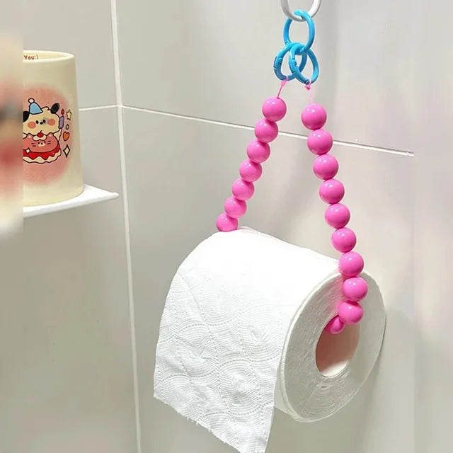 YICKYUE  -  Pink Hanging Beaded Tissue Holder Toilet Paper Holder Phone Chain Multifunctional Decoration Paper Storage Box Home Accessories