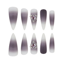 YICKYUE  -  24pcs Gote Style Halloween Long Gradient False Nails Stiletto Tip Wearable Fake Nails Y2k Press On Nails With Diamond Decoration